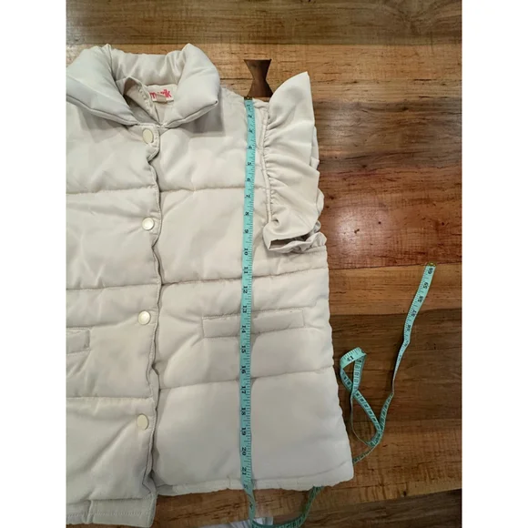 Mazik Cream Ruffle Puffer Vest Boho Fall Layering Medium - Picture 13 of 13